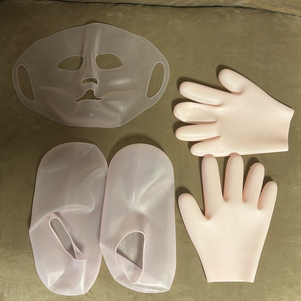 Moisturizing Glove, Foot Cover, Face Mask, Reusable Silicone Moisturising set